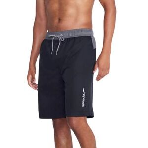 Speedo Men's Black Swim Shorts Elastic Waist Drawstring UPF 50+ Size S